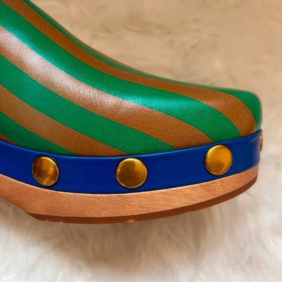 New CHARLOTTE STONE Jona Striped Studded Slingback Low Heel Clogs in Kite Stripe - Picture 12 of 16